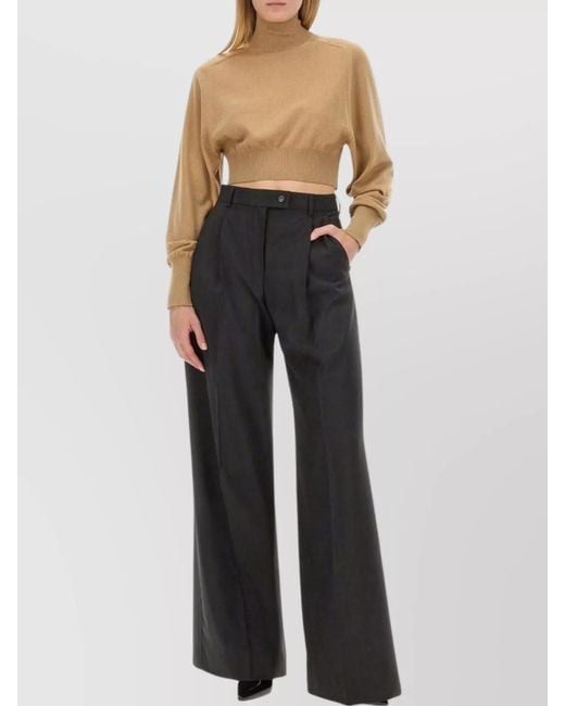 Sportmax Blue Virgin Wool Wide-Leg Trousers