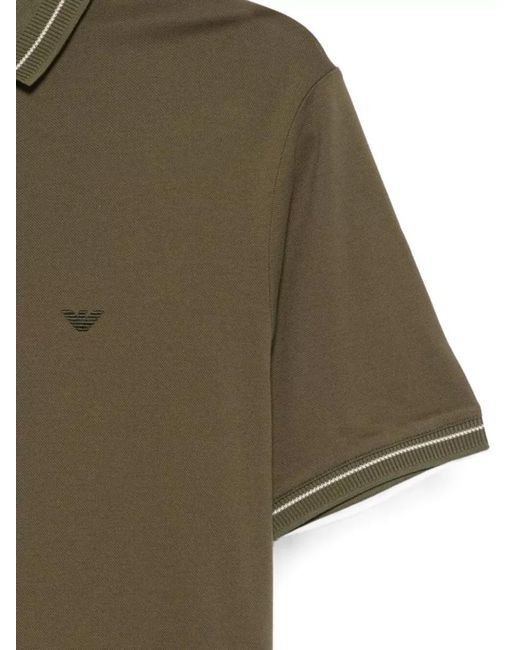 Emporio Armani Green Polo Shirt Logo Front Short Sleeves for men