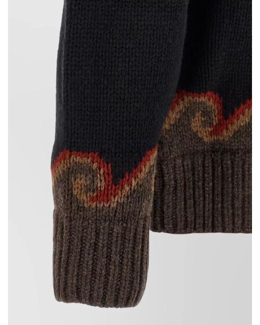 Alanui Black Wool Fair Isle Cardigan for men