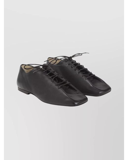 Lemaire Black Flat Lace-Up Shoes Square Toe