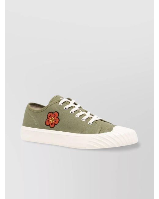 KENZO Brown Sneakers With Embroidered Logo And Floral Detailing for men