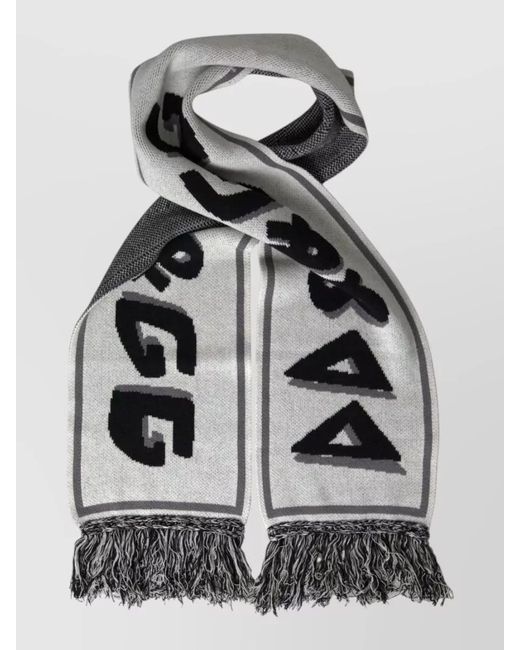 Dolce & Gabbana Gray Cashmere Knitted Fringe Scarf for men