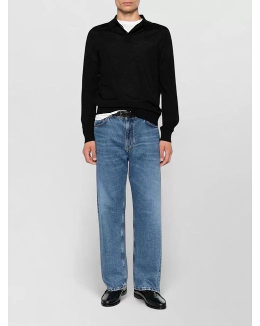 Paul Smith Black Wool Knit Polo Long Sleeve Sweater for men