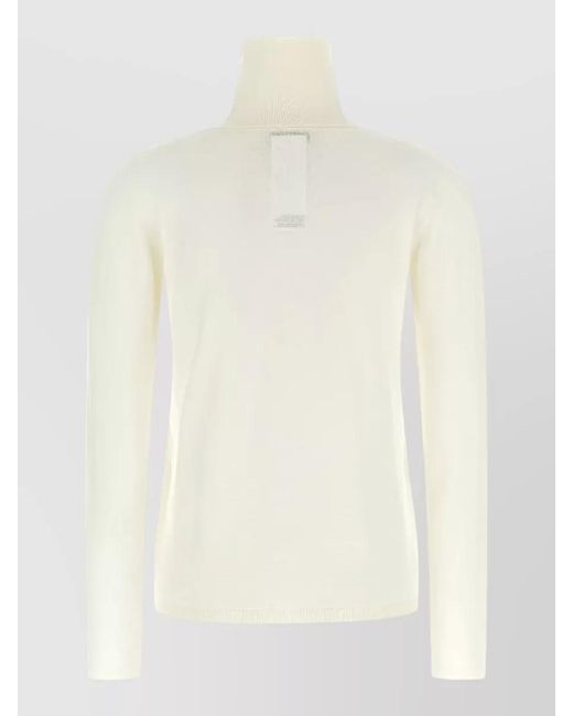 Max Mara White Virgin Wool Turtleneck Sweater