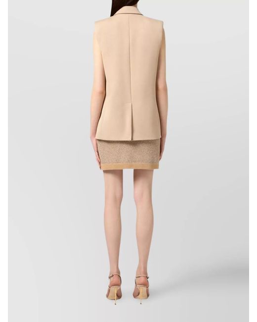 Elisabetta Franchi Natural Wool Sequined Knit Mini Skirt