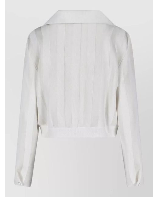 Fendi White Knitted Blazer Jacket Collared Long Sleeves