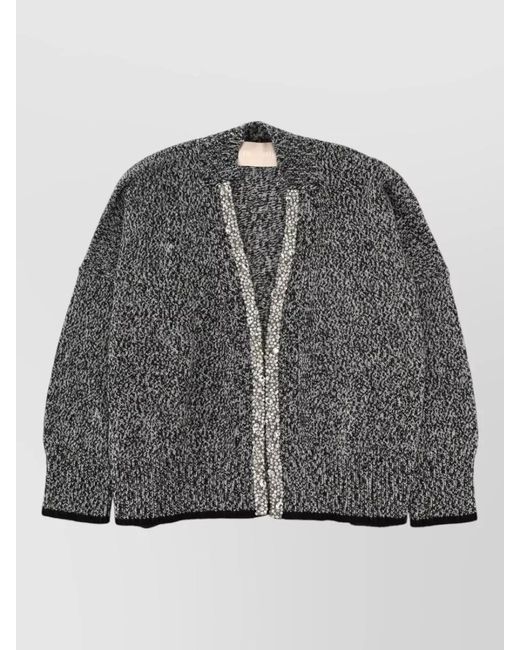 Circus Hotel Gray Cardigan Mouliné Knit Long Sleeves