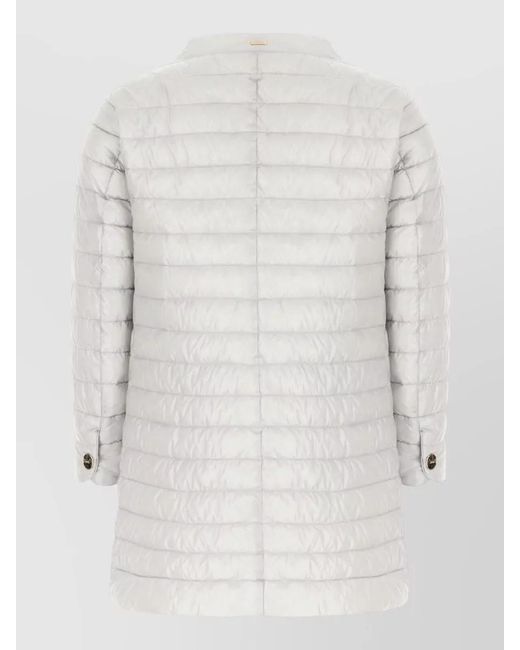 Herno White Longline Nylon Down Jacket Buttoned Cuffs