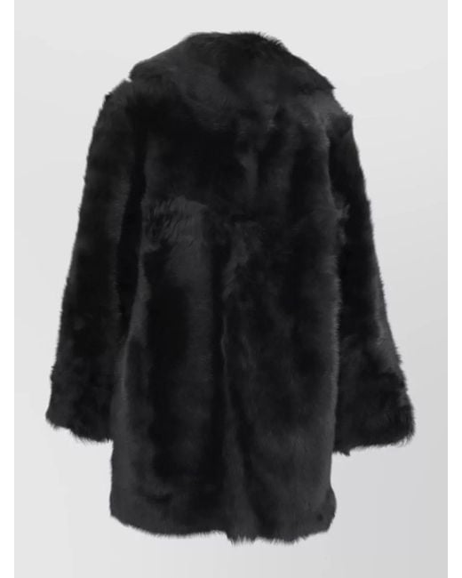 LA ROSE Black Long Sleeve Faux Fur Coat Soft Texture