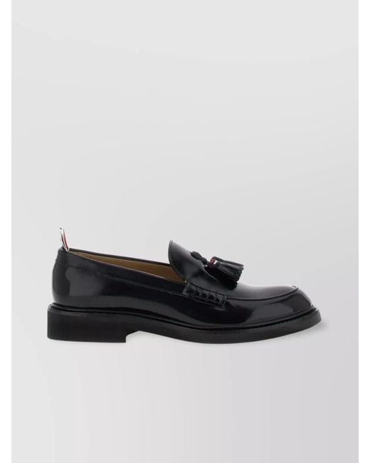 Thom Browne Black Leather Tassel Loafers