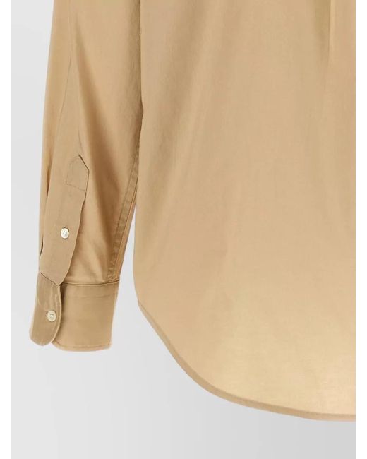 Polo Ralph Lauren Natural Logo Embroidered Cotton Shirt Button Down Collar