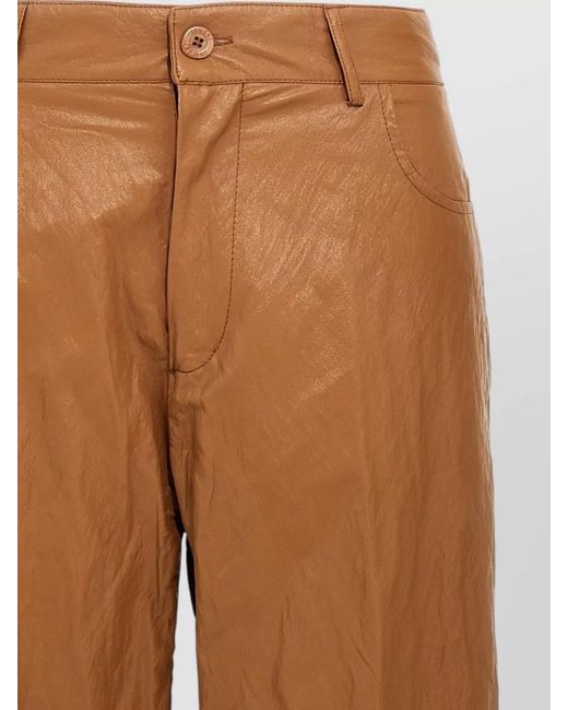 Nude Brown Textured Leather Effect Pants Belt Loops