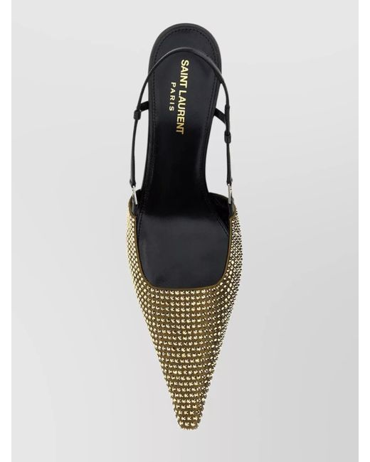 Saint Laurent White Silk Stone 70 Pumps