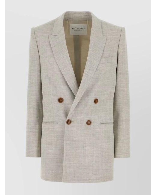 Philosophy White Wool Blend Double Breasted Blazer