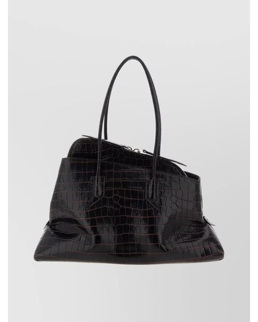 The Attico Black Medium Leather Shoulder Bag