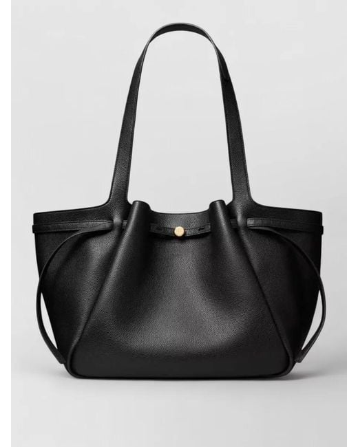 Tory Burch Black Romy Tote Dual Handles Textured Leather
