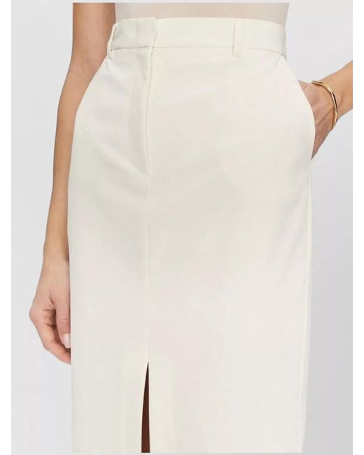 SIMONA CORSELLINI White High Waist Skirt Front Slit Design