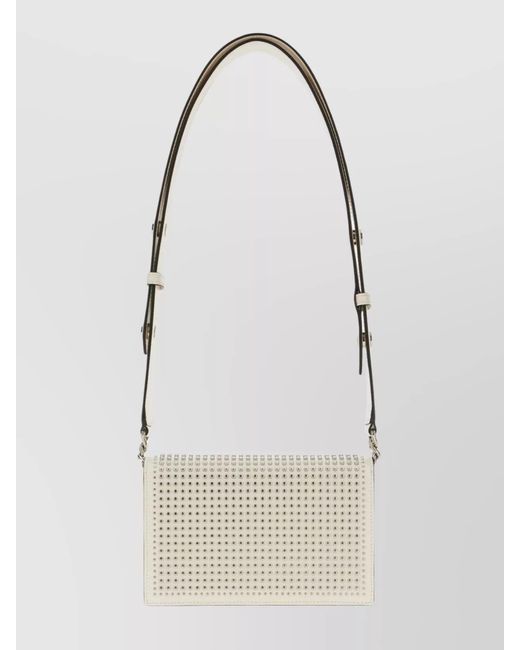 McQueen White Skull Small Leather Studded Shoulder Bag