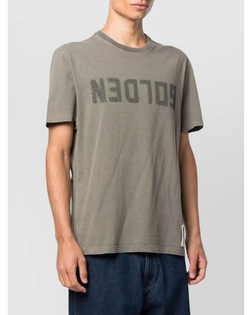 Golden Goose Deluxe Brand Gray Cotton Distressed Logo T-Shirt for men
