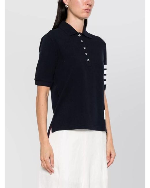 Thom Browne Blue 4Bar Cotton Polo Shirt