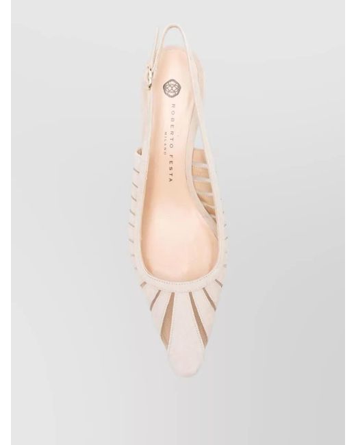 Roberto Festa Pink Kitten Heel Pointed Toe Slingback Strappy Pumps