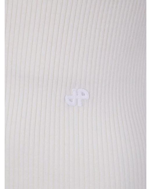 Patou White Ribbed Merino Wool Turtleneck Jumper