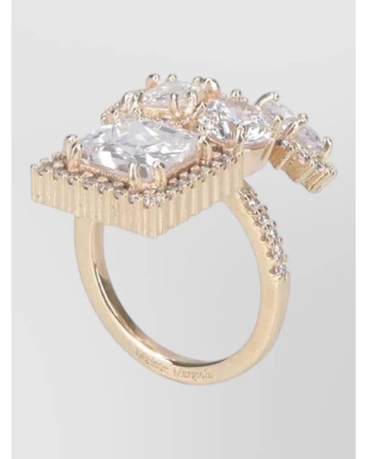 Maison Margiela White Statement Ring Band Multiple Gemstones Design