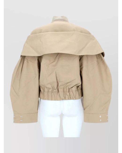 Ganni Natural Coat Elasticated Hem Oversized Collar Pockets