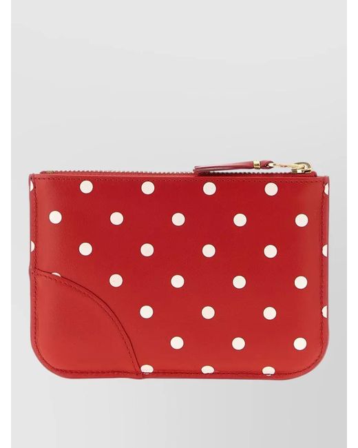 Comme des Garçons Red Leather Polka-Dot Card Holder