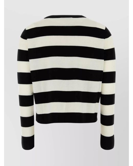 Max Mara Black Striped Wool Embroidered Boxy Sweater