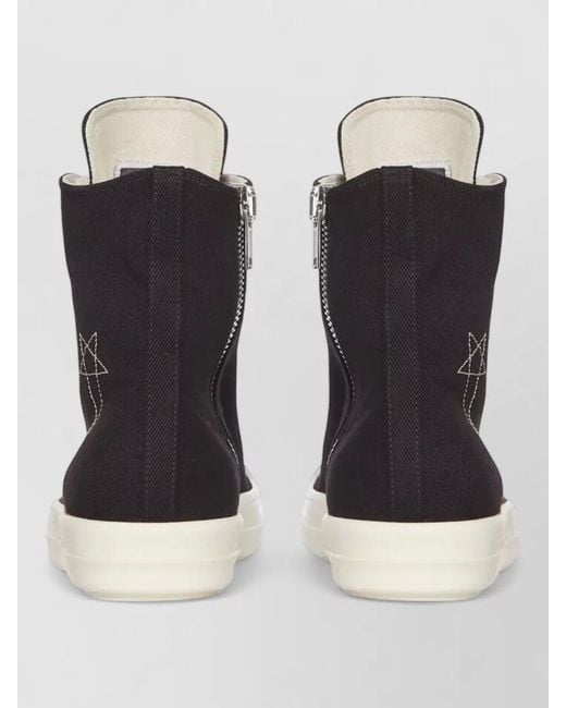 Rick Owens Black Denim High Top Boots Embroidered Detail Sole for men