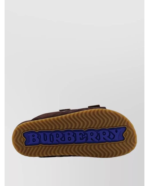 Burberry Brown Leather Checked Flat Sandals