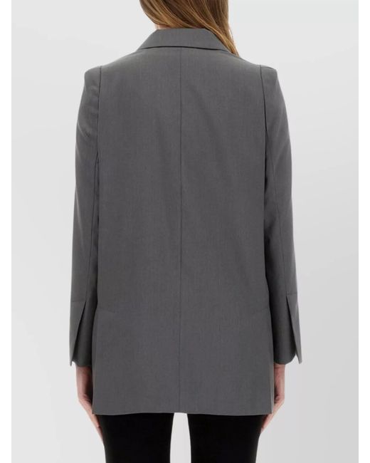 Max Mara Gray Wool Mohair Silk Regular-Fit Blazer