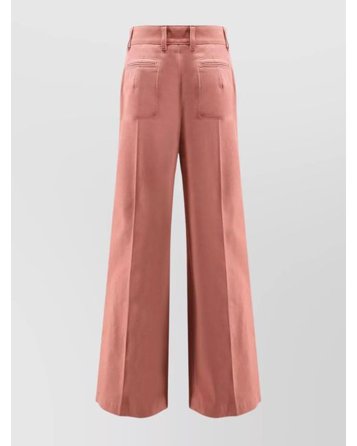 Chloé Cotton High Waist Flared Trousers With Back Pockets