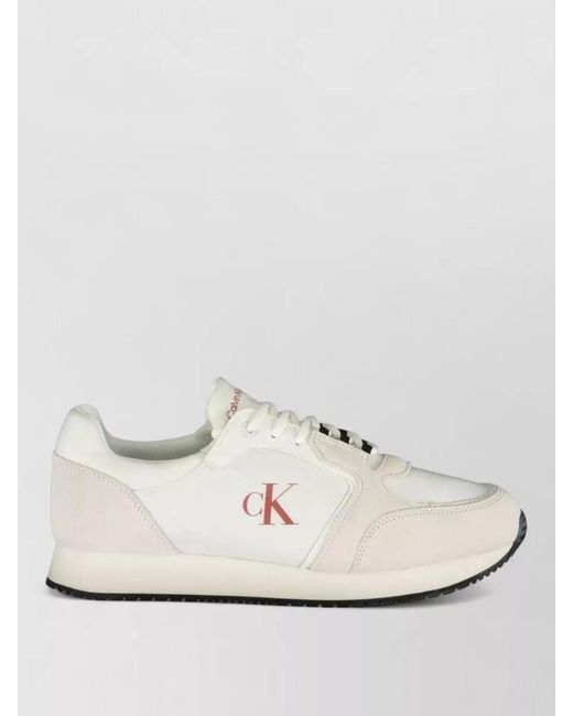 Calvin Klein White Polyester Lace-Up Sneakers for men