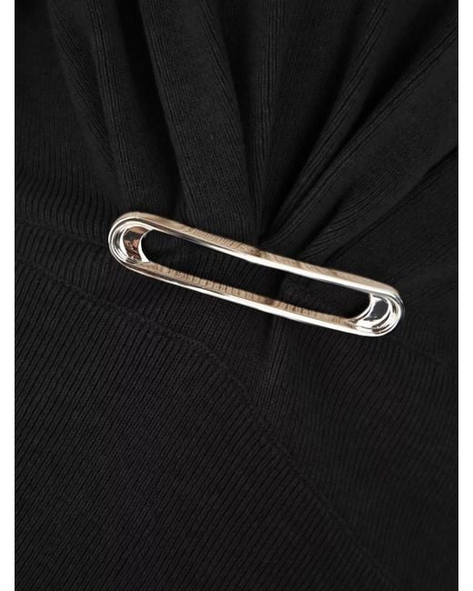 Lanvin Black Wool Blend Sweater Asymmetric Design Mock Neck