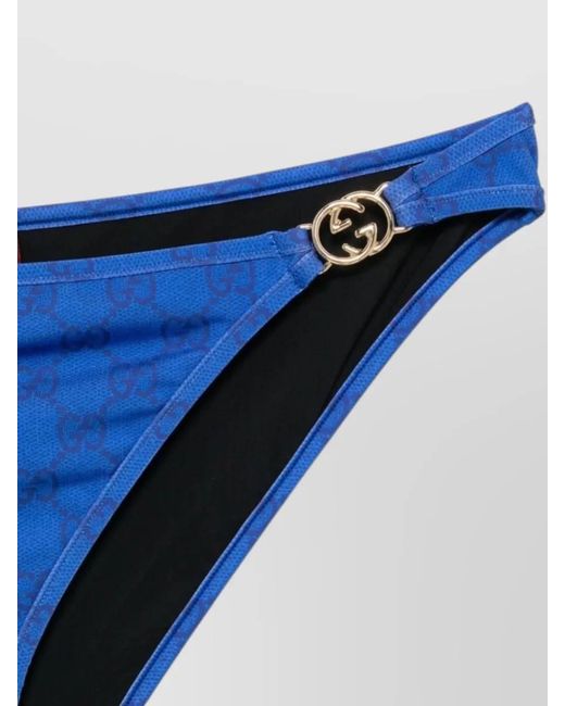 Gucci Blue Halter Neck Triangle Bikini Top Hardware