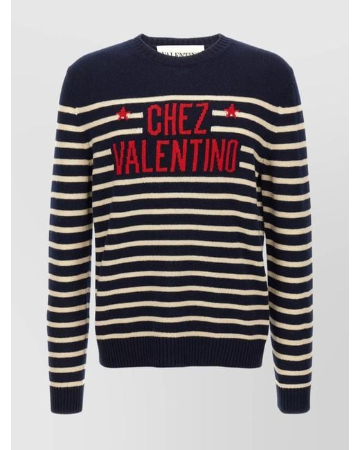 Valentino Garavani Blue Virgin Wool Jumper for men