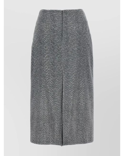 Ermanno Scervino Gray Silk Rhinestone Pencil Skirt