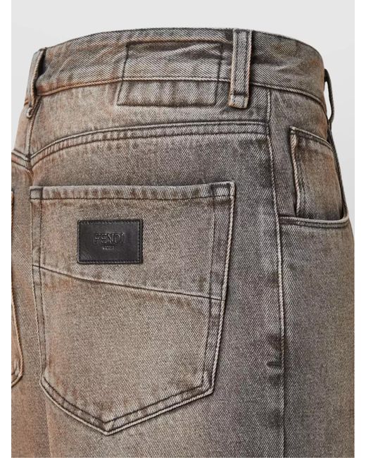 Fendi Gray Denim Marble Over Dye Straight-Leg Trousers for men