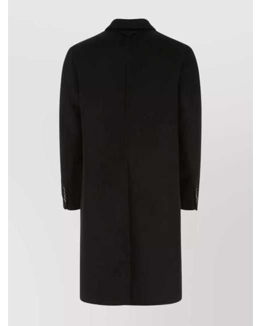 Prada Black Cashmere Blend Single Breasted Coat for men