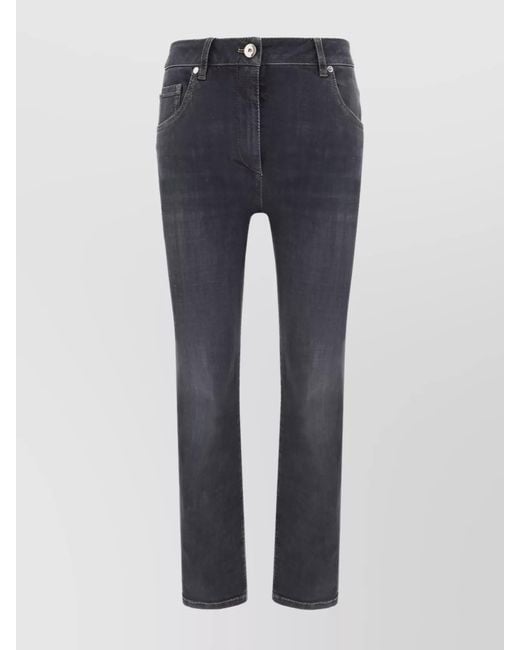 Brunello Cucinelli Blue Denim Slim-Fit Straight-Leg Jeans