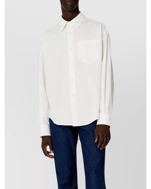 AMI White Cotton Boxy Fit Shirt for men
