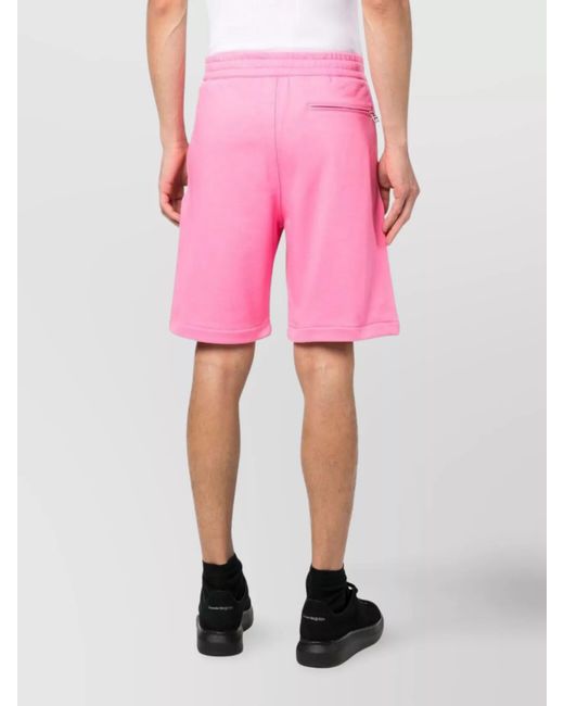 McQueen Pink Logo Print Cotton Bermuda Shorts for men