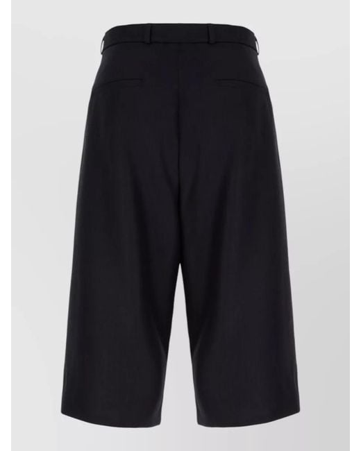 Dries Van Noten Blue Wool Bermuda Shorts Pleated Front Belt Loops for men