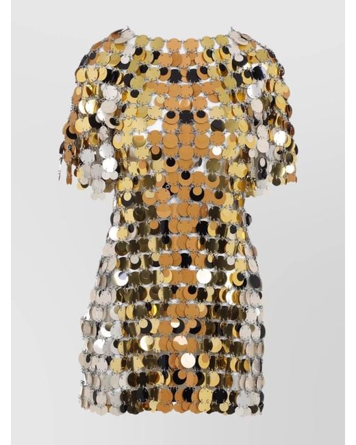 Rabanne Metallic Sparkle Discs Mini Dress