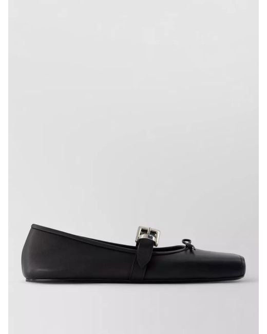Balenciaga Black Leather Ballerina Loafers