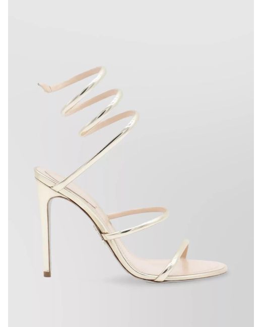 Rene Caovilla Natural Metallic Spiral Strap Sandals