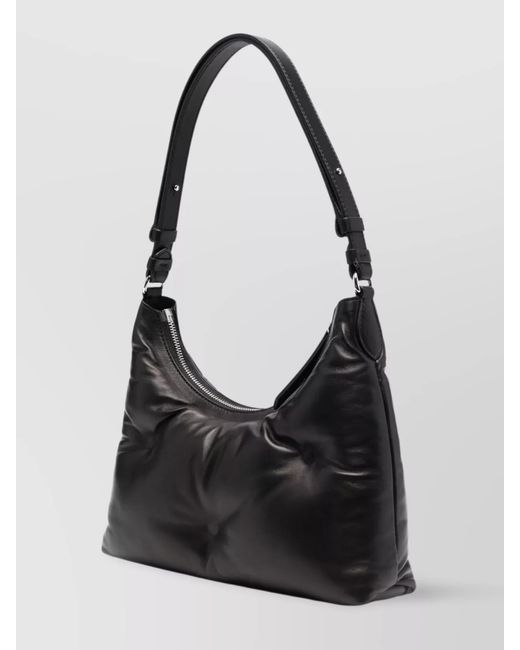 Maison Margiela Black Glam Slam Small Leather Quilted Hobo Shoulder Bag
