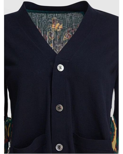 Sacai Blue Floral Print Cardigan